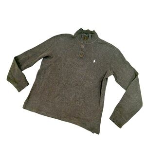 Polo Ralph Lauren men’s light brown 1/4 zip 100% cotton collared sweater medium